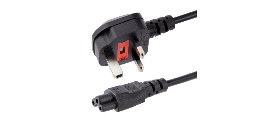 StarTech.com Câble d'Alimentation pour PC Portable de 1m, BS 1363 à C5 (Clover Leaf), 2,5A 250V, 18AWG, Câble de Remplacement pour PC Portable, Câble d'Alimentation pour Imprimante, Câble de Brique d'Alimentation