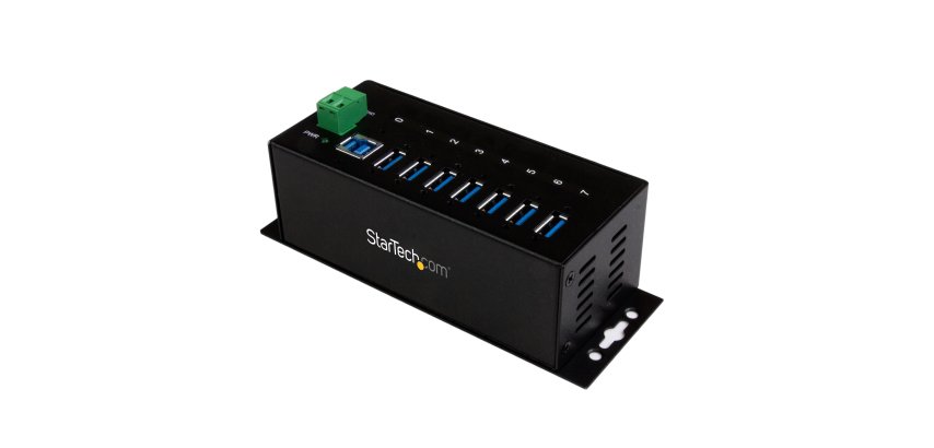 StarTech.com Hub USB 3.0 à 7 ports - 5Gbps - Hub USB-A industriel en métal avec protection ESD et protection contre les surtensions de 350W - Montage sur rail DIN, mural ou sur bureau - Hub d'extension USB conforme TAA