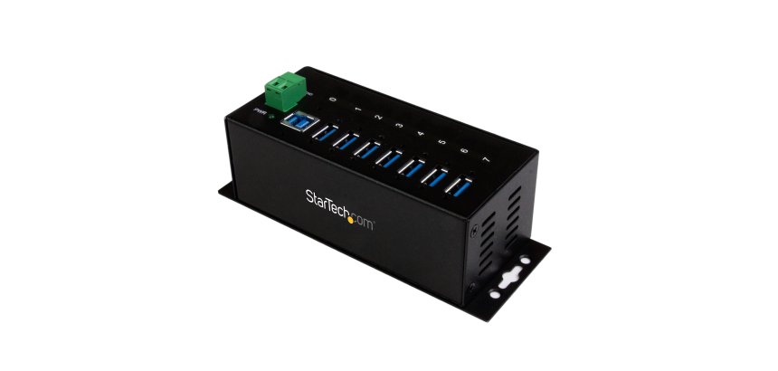 StarTech.com Hub USB 3.0 à 7 ports - 5Gbps - Hub USB-A industriel en métal avec protection ESD et protection contre les surtensions de 350W - Montage sur rail DIN, mural ou sur bureau - Hub d'extension USB conforme TAA