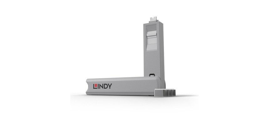 Lindy Bloqueur de port USB C, 4 pièces + clé, Blanc