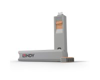 Lindy 40428 bloqueador de puerto Llave de bloqueador de puerto USB Tipo C Gris, Naranja 4 pieza(s)