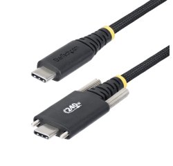 StarTech.com Cable Cargador USB-C de 3m - Tornillos Laterales de Fijación - Cable USB Tipo C de Carga EPR de 240W (5A) - Cable USB 2.0 - Cable Resistente con Recubrimiento de Silicona - USB-IF