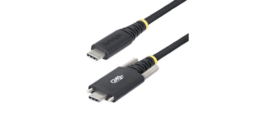 StarTech.com 10ft (3m) USB-C Charging Cable, Durable and Ultra-Flexible, Side Screw Locking, 240W (5A) PD EPR, USB 2.0 Laptop Charger Cable, USB-IF Certified, Rugged USB-C Charging Cord