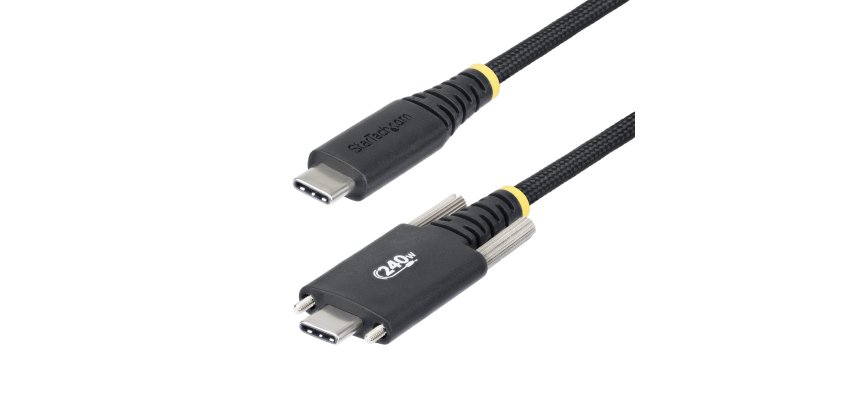 StarTech.com Câble de Charge USB-C de 2m, Durable et Ultra-Flexible, Verrouillage à Vis Latéral, PD EPR 240W (5A), Câble de Recharge USB 2.0 pour PC, Certifié USB-IF, Cordon USB-C Robuste