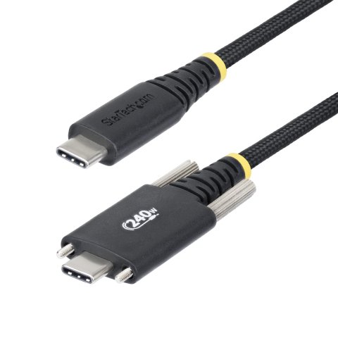 StarTech.com Cable de Carga USB-C de 2m con Fijación por Tornillo Lateral - Cable Cargador USB Tipo C - PD EPR 240W 5A - Cable Cargador USB 2.0 de Servicio Pesado - Certificado USB-IF