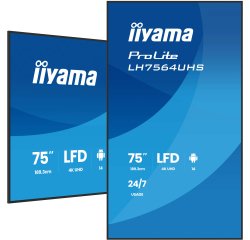 iiyama LH7564UHS-B1AG Écran d'affichage dynamique Écran plat de signalisation numérique 190,5 cm (75") Wifi 500 cd/m² 4K Ultra HD Noir Intégré dans le processeur Android 24/7