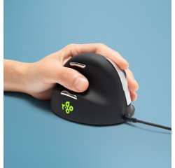 R-Go Tools Souris Ergonomique R-Go HE Break avec logiciel de pause, gaucher, grand (longueur de la main &gt; 185 mm), filaire, noir