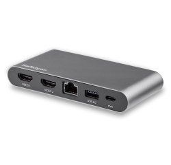 StarTech.com USB-C Dock - 4K Dual Monitor HDMI Display - Mini Laptop Docking Station - 100W Power Delivery Passthrough - GbE, 2-Port USB-A Hub - USB Type-C Multiport Adapter - 1m kabel