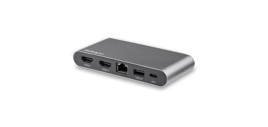 StarTech.com Dock USB C - Station d'Accueil USB-C à Double Écran 4K HDMI - 100 W Power Delivery Pass-through, GbE, 2 USB A - Mini Hub Type C - Adaptateur Multiport pour PC Portable