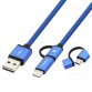 Cable USB CoolBox COO-CAB-U2MC-BL, 1 m, USB A, USB C/Micro-USB B, USB 2.0, 480 Mbit/s, Azul