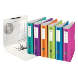 Classeur levier leitz wow 180º active 318x312mm polyfoam dos 75mm oeillet préhension 600f coloris assortis