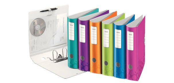 Classeur à levier plastifié Active Wow A4 maxi - Dos 8 com couleurs assorties