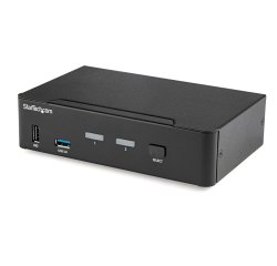 StarTech.com Switch KVM DisplayPort à 2 Ports - 4K60Hz - Écran Unique - Switch KVM USB UHD DP 1.2 à 2 Ports avec Hub USB 3.0 Intégré et Audio - Dell HP Apple Lenovo - Conforme TAA