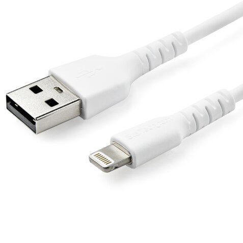 StarTech.com 1m strapazierfähiges weißes USB-A auf Lightning-Kabel - Hochbelastbare, robuste Aramidfaser - USB Typ-A auf Lightningkabel - Lade-/Synchronisationskabel - Apple MFi-zertifiziert iPad/iPhone 12