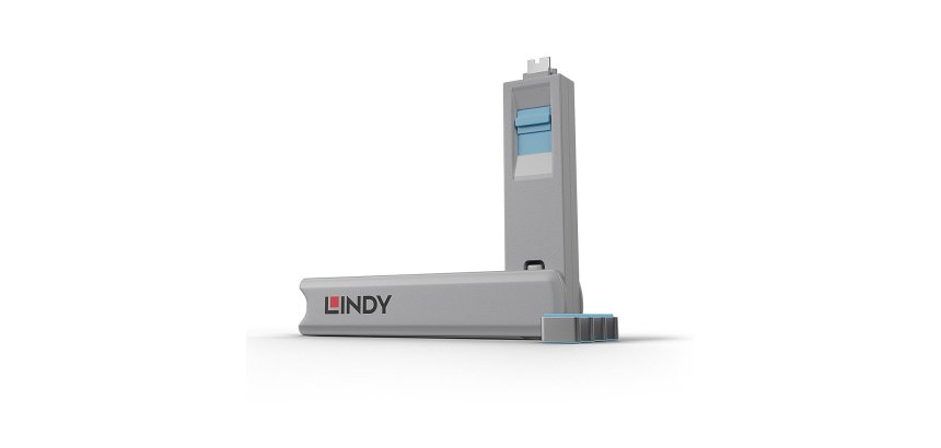 Lindy Bloqueur de port USB C, 4 pièces + clé, Bleu