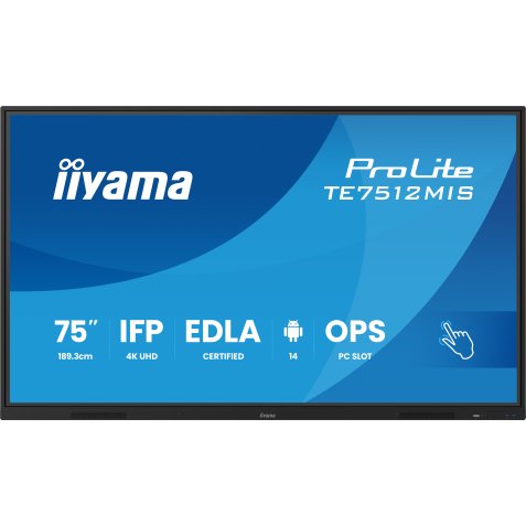 iiyama TE7512MIS-B4AG Écran d'affichage dynamique Écran plat de signalisation numérique 165,1 cm (65") LCD Wifi 400 cd/m² 4K Ultra HD Noir Écran tactile Intégré dans le processeur Android 11 24/7