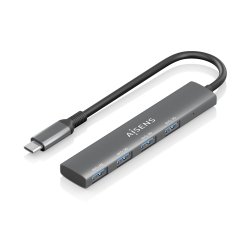 AISENS Hub USB 3.1 USB-C, USB-C/M-4x Tipo A/H, Gris, 15cm