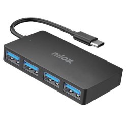 Nilox NXHUBUSC04 hub di interfaccia USB 3.2 Gen 1 (3.1 Gen 1) Type-A 5000 Mbit/s Nero
