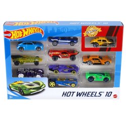 Hot Wheels Set of 10 1:64 Scale Toy Trucks and Cars for Kids & Collectors