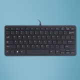 R-Go Tools Clavier ergonomique R-Go Compact, design plat, mini-clavier, QWERTY (US), filaire, noir