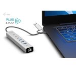i-tec USB-C/USB-A Metal HUB 6 port (3x USB-C, 3x USB-A), LAN, Power Delivery 85W