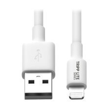 Tripp Lite M100-003-WH Cable de Sincronización y Carga USB-A a Lightning, Certificado MFi - Blanco, M/M, USB 2.0, 0.91 m [3 pies]