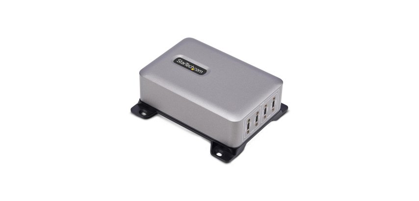 StarTech.com 4-Port Multi-Device USB-C Charger, 240W Total, Single Port 140W EPR, PD 3.1, Screw Locking Ports, Surface Mounting, Ideal for Boardrooms