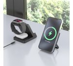 AISENS Cargador Inalambrico USB-C 4 en 1 De 15W Para Movil, Apple Watch, Auriculares Con Estuche De Carga, Negro