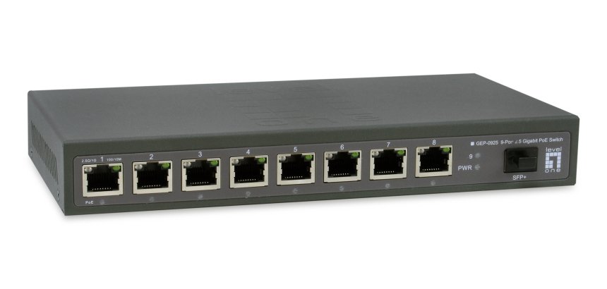 LevelOne GEP-0925 switch di rete Non gestito 2.5G Ethernet (100/1000/2500) Supporto Power over Ethernet (PoE) Nero