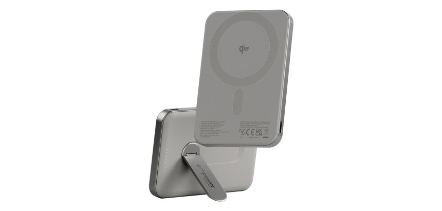 PanzerGlass empower™ by ® empower™ Bank w. Spin Stand | 5000mAh | Wireless Recharge Titanium
