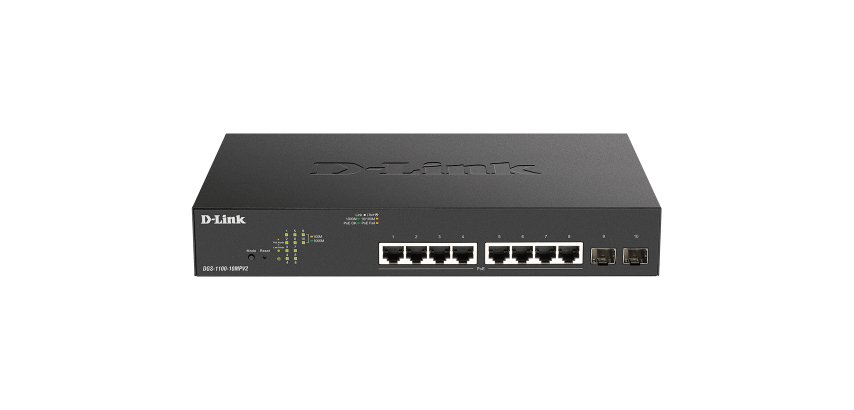D-Link DGS-1100-10MPV2 Géré L2 Gigabit Ethernet (10/100/1000) Connexion Ethernet, supportant l'alimentation via ce port (PoE) 1U Noir