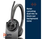 HP Poly Auriculares Poly Voyager 4320 UC estéreo USB-A + adaptador BT700 USB-A + base de carga