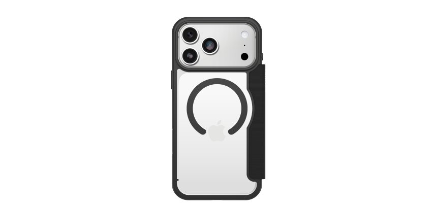 OtterBox React Folio MagSafe Series voor Apple iPhone 17 Pro Max, zwart Crystal, transparant/zwart