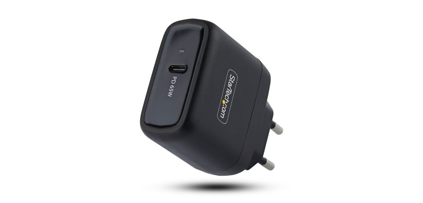 StarTech.com USB-C Laptop-Ladegerät 65W, Kompaktes GaN-Wandladegerät Für Dell, XPS, HP ProBook, MacBook Pro, Surface Pro, Schwarz