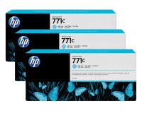 HP 771C pack de 3 cartouches d'encre DesignJet cyan clair, 775 ml