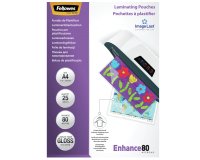 Pochettes de plastification Fellowes A4 - 2 x 80 µ - Brillant - Boîte de 25
