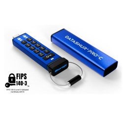 iStorage datAshur PRO+C 512GB | Secure USB Type-C Memory Stick | FIPS 140-3 Level 3 pending | PIN protected | Type C-A adapter included.
