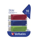 Verbatim Slider - Memoria USB - 3x16 GB, Blu, Rosso, Verde
