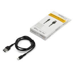 StarTech.com Premium USB-A naar Lightning Kabel 1m Zwart - USB Type A naar Lightning Charge & Sync Oplaadkabel - Verstevigd met Aramide Veze