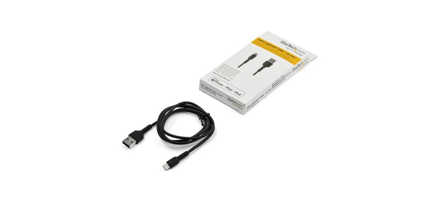 StarTech.com Premium USB-A naar Lightning Kabel 1m Zwart - USB Type A naar Lightning Charge & Sync Oplaadkabel - Verstevigd met Aramide Veze