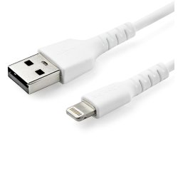 StarTech.com Cavo da USB-A a Lightening bianco da 1m di colore bianco - Robusto e resistente cavo di alimentazione/sincronizzazione in fibra aramidica da USB tipo A a Lightening - Con certificazione Apple MFi per iPad/iPhone 12