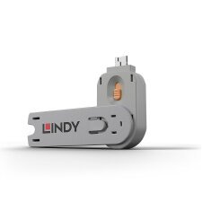 Lindy 40623 bloqueur de port Clé de bloqueur de port USB Type-A Orange Acrylonitrile-Butadiène-Styrène (ABS) 1 pièce(s)