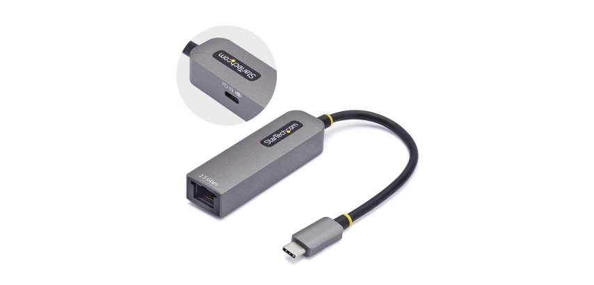 StarTech.com Adaptateur USB-C 2.5GbE vers Ethernet, 100W PD Pass-Through, NBASE-T NIC, Réseau USB 3.0 Type-C 2.5/1G Multi Speed, Compatible Thunderbolt, Windows & Mac
