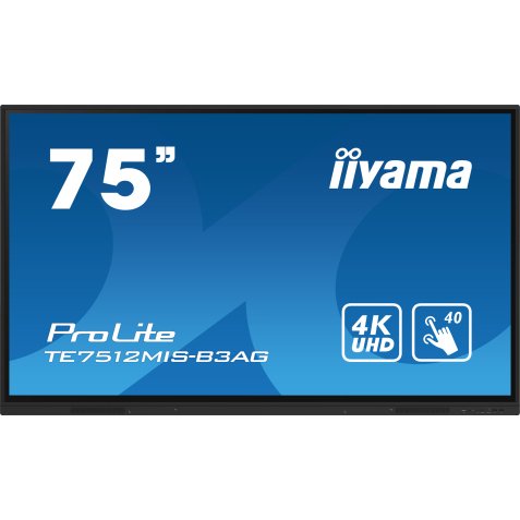 iiyama TE7512MIS-B3AG affichage de messages En forme de kiosk 190,5 cm (75") LCD Wifi 400 cd/m² 4K Ultra HD Noir Écran tactile Intégré dans le processeur Android 11 24/7