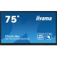 iiyama TE7512MIS-B3AG affichage de messages En forme de kiosk 190,5 cm (75") LCD Wifi 400 cd/m² 4K Ultra HD Noir Écran tactile Intégré dans le processeur Android 11 24/7