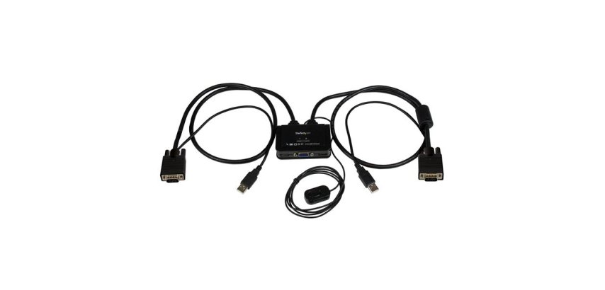 StarTech.com Switch KVM USB VGA à 2 ports - Commutateur KVM alimenté par USB avec câbles et commutateur à distance