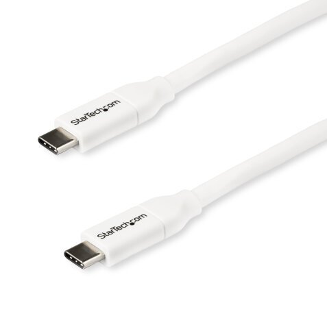 Cable de 2m USB-C a USB-C con capacidad para Entrega de Alimentación de 5A - USB TipoC - Cable de Carga USBC - Blanco