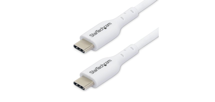StarTech.com Cable de Carga USB-C de 3m - Cable de Carga USB Tipo C para Portátil - Cable USB para Tablet o Móvil - Entrega de Alimentación PD de 60W 3A - Cable de Datos - Macho a Macho - Blanco