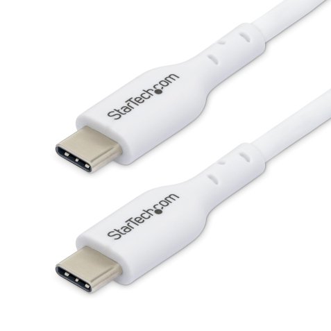 StarTech.com Câble de Charge USB-C de 1m, Charge et Synchronisation, 60W (3A) PD, Câble de Charge USB 2.0 pour Ordinateur Portable - Cordon de Charge USB C Blanc