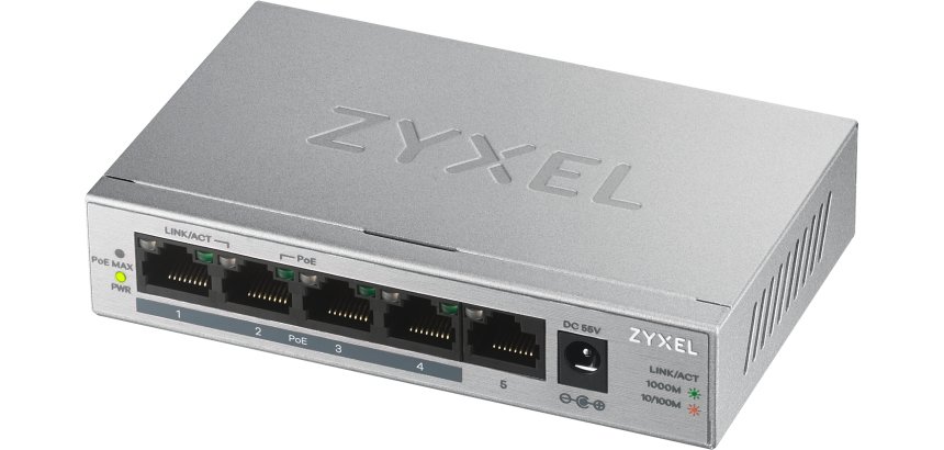 Zyxel GS1005HP Non-géré Gigabit Ethernet (10/100/1000) Connexion Ethernet, supportant l'alimentation via ce port (PoE) Argent